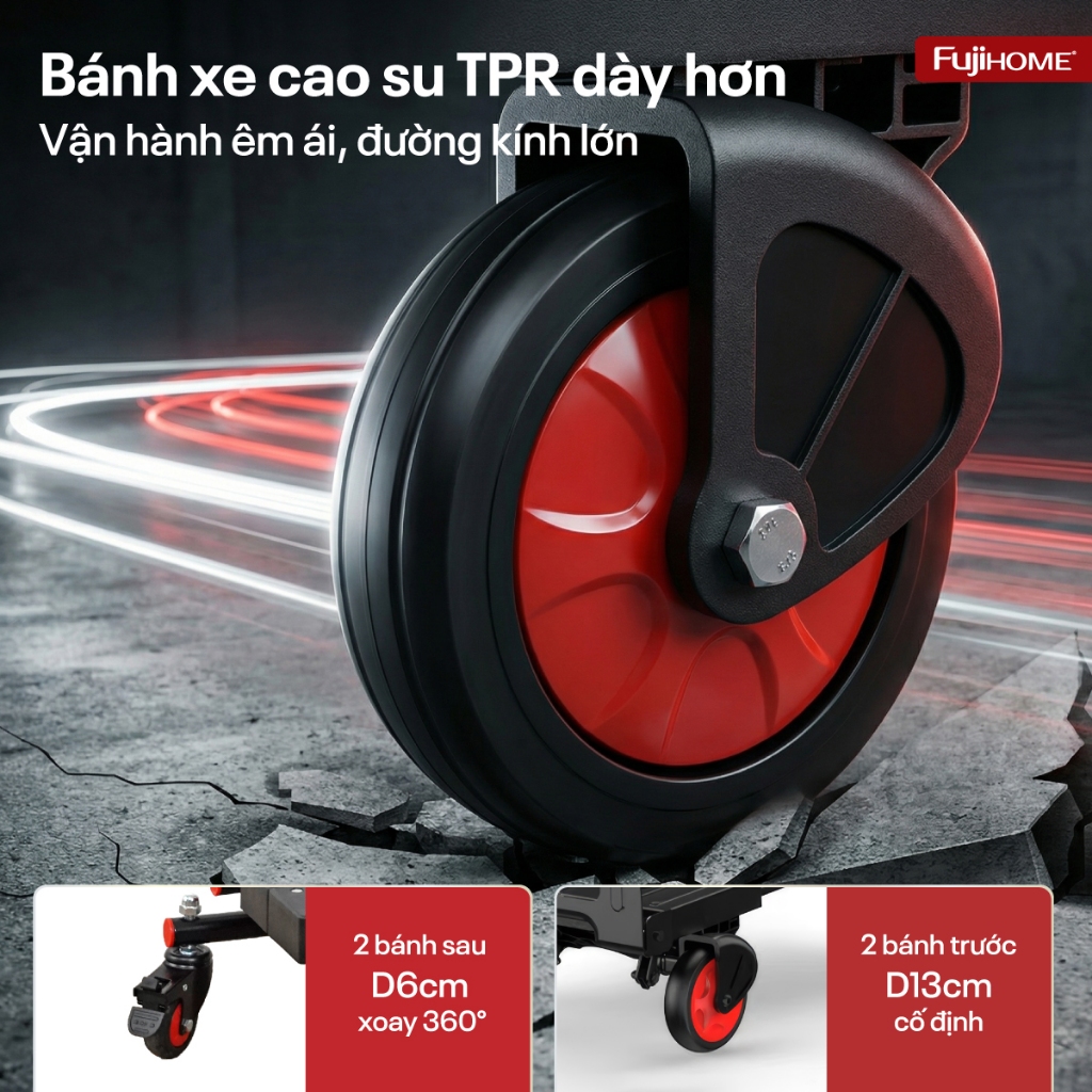 Xe đẩy hàng đa năng chuyển đổi bánh gấp gọn tiện dụng Nhập Khẩu FUJIHOME FTM-150 chịu tải 150kg