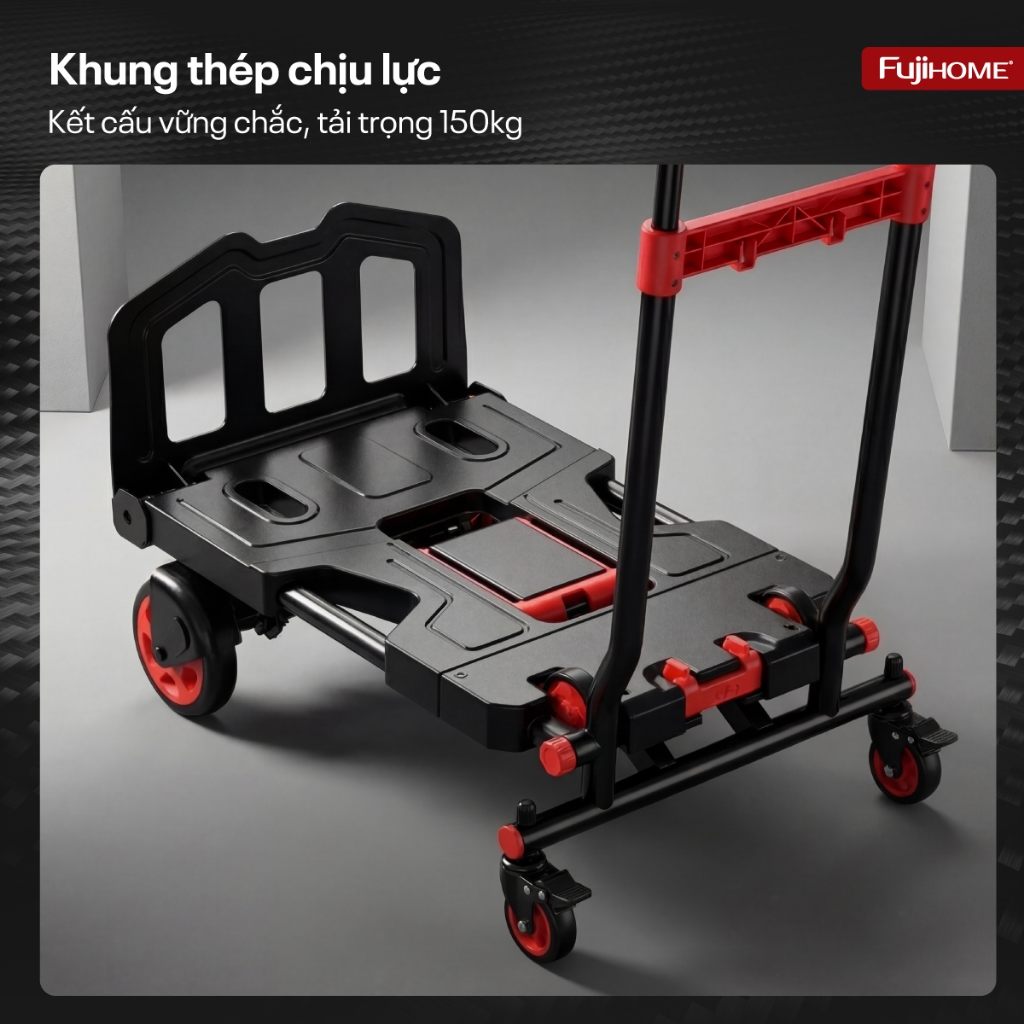 Xe đẩy hàng đa năng chuyển đổi bánh gấp gọn tiện dụng Nhập Khẩu FUJIHOME FTM-150 chịu tải 150kg