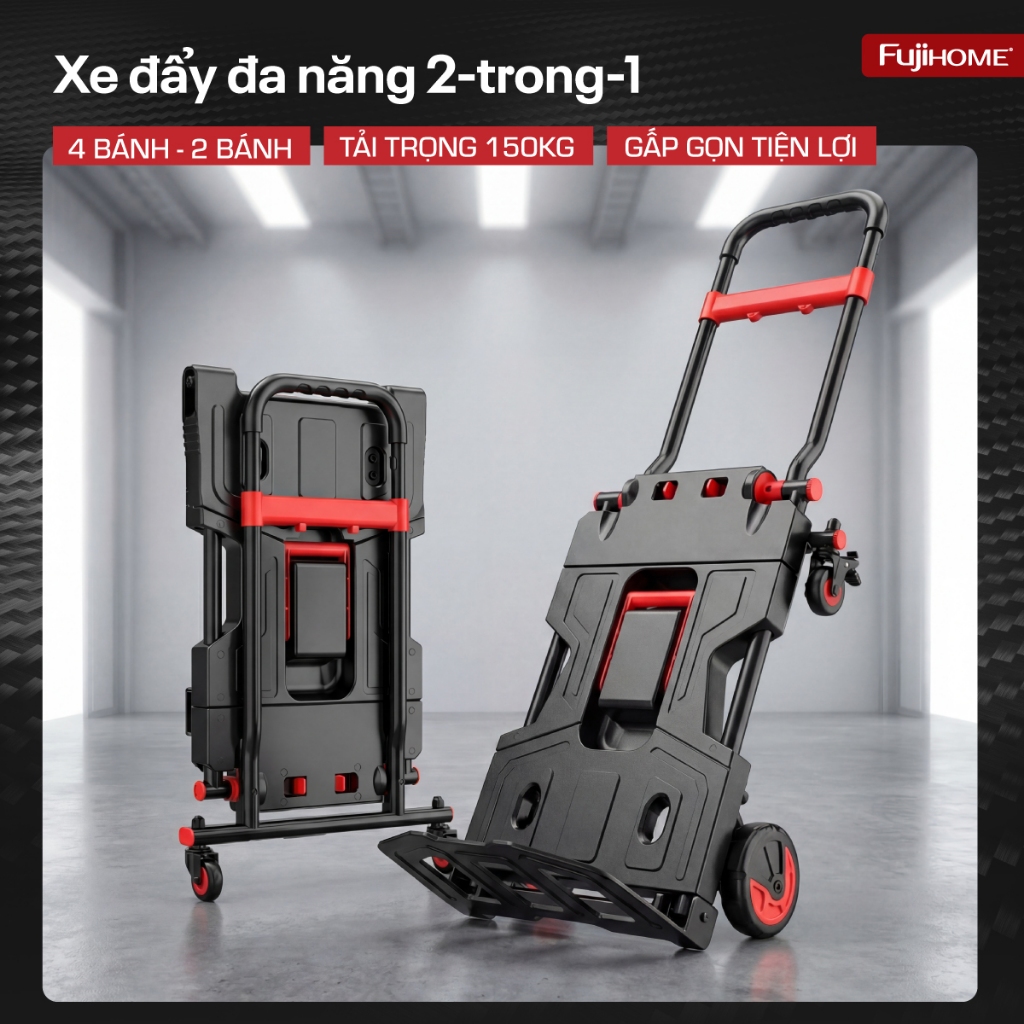 Xe đẩy hàng đa năng chuyển đổi bánh gấp gọn tiện dụng Nhập Khẩu FUJIHOME FTM-150 chịu tải 150kg