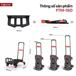 Xe đẩy đa năng 2 in 1 Fujihome FTM-150 - Chuyển Đổi Linh Hoạt, Tải Trọng Lên Đến 150KG