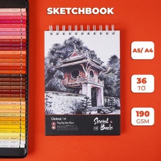 [Giảm 10K] Sổ Vẽ Đa Chất Liệu Global Art 72 Trang,190gsm, Sketchbook Thăng Long Quốc Giám 2 Mặt Vân Mịn, Không Kỵ Tẩy