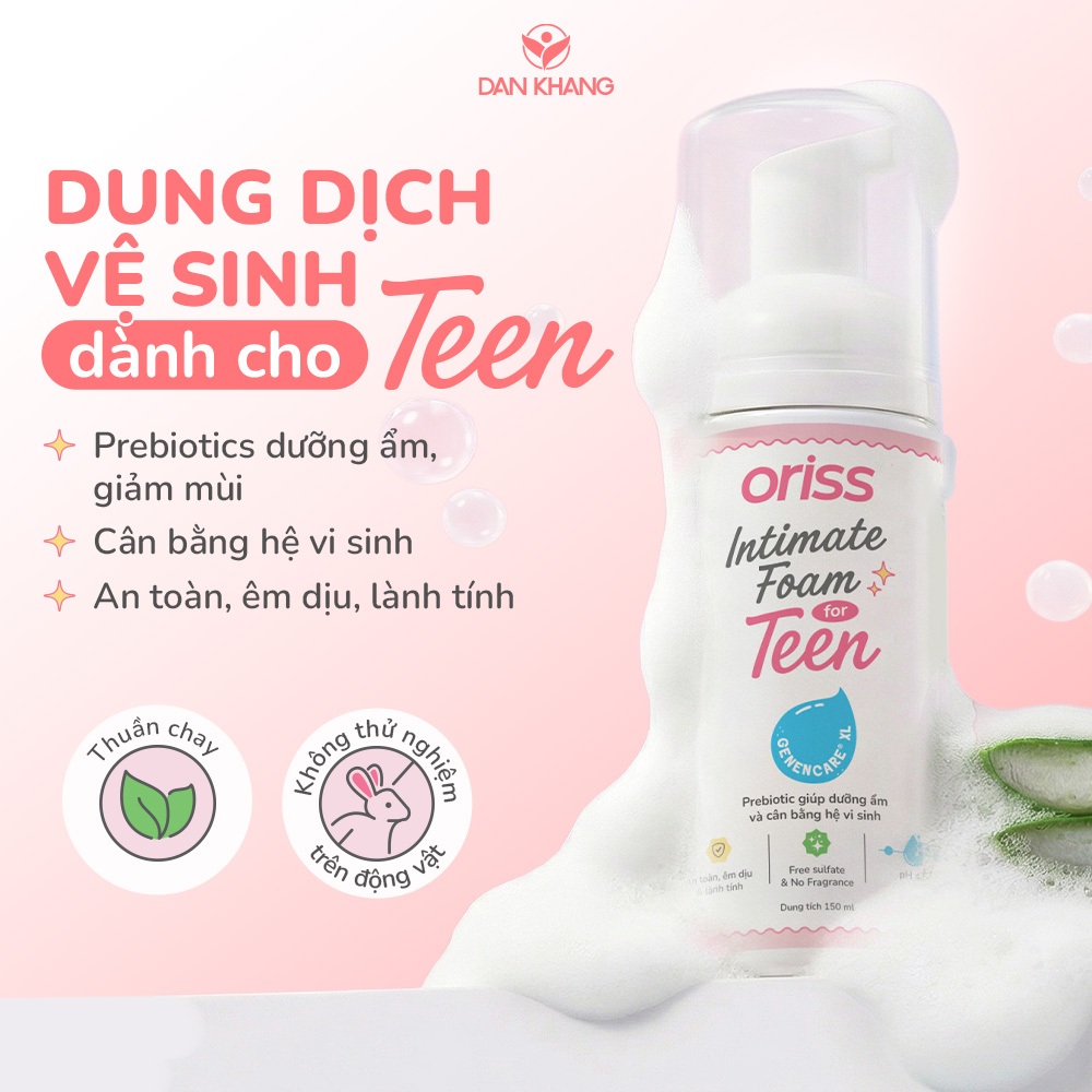 Dung dịch vệ sinh phụ nữ Oriss Teen cho tuổi DẬY THÌ hỗ trợ làm sạch dịu an toàn