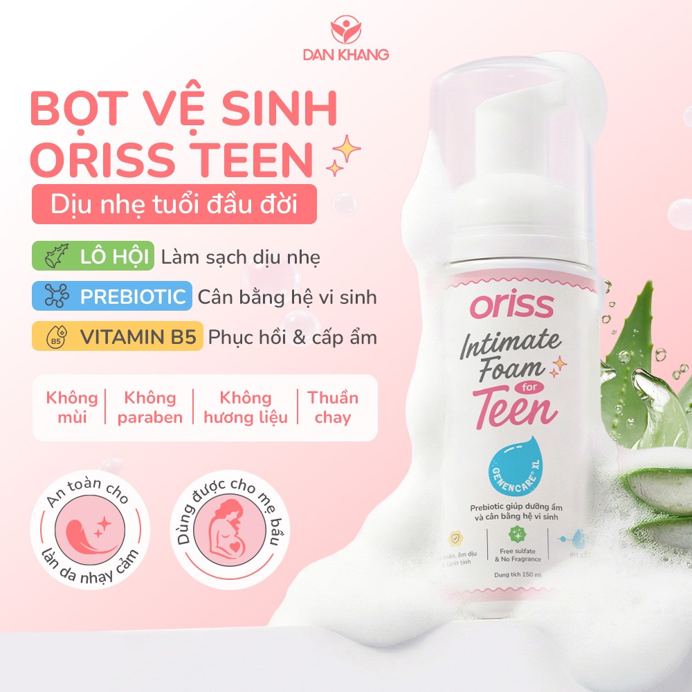 Dung dịch vệ sinh dạng bọt Oris Teen thuần chay cho tuổi dậy thì cân bằng hệ vi sinh 150ml