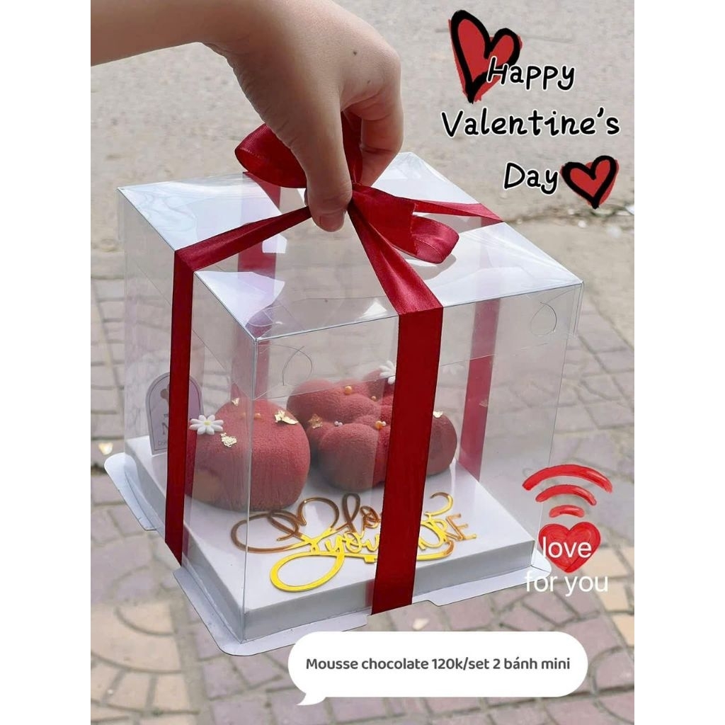 combo 10 Hộp Mica Đựng Bánh Kem, Bánh Sinh Nhật, Set Bánh Lạnh, Bánh Ngọt - Hộp 3 Chi Tiết [Size 15 x 15 x cao 15 cm]