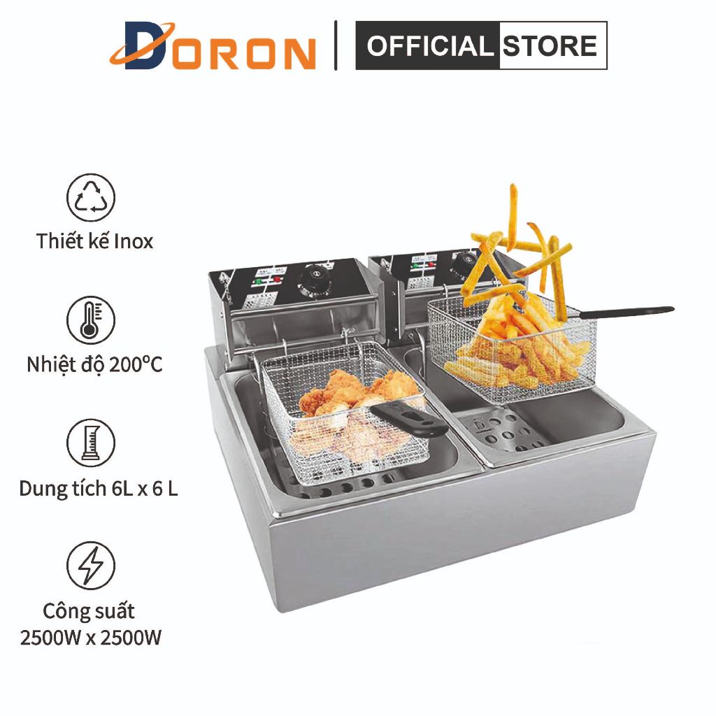 Bếp chiên nhúng đôi SUNNY 5000W chất liệu inox dày dặn, bền bỉ theo thời gian