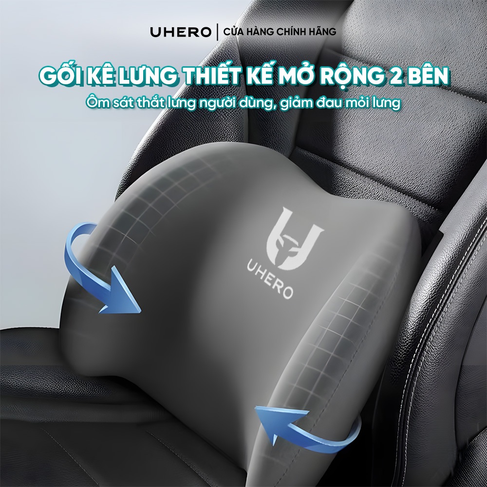 Đệm Tựa Lưng Ô Tô UHERO Lumbar Pro Cao Su Non Thiết Kế Công Thái Học Giảm Đau Mỏi Lưng Hiệu Quả Bảo Hành 12 Tháng DTL