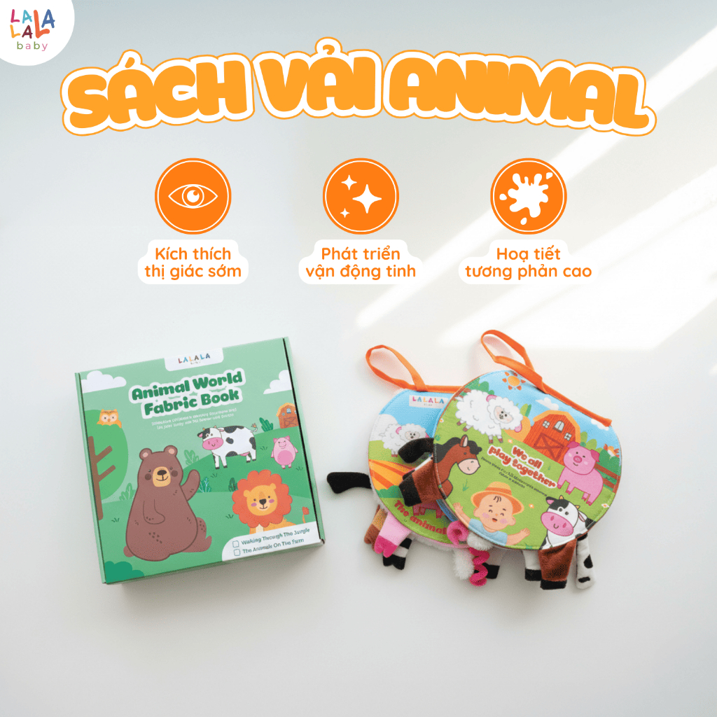 Đồ chơi vải Animal on the farm Lalala baby đồ chơi vải có âm thanh sột soạt chút chít cho bé