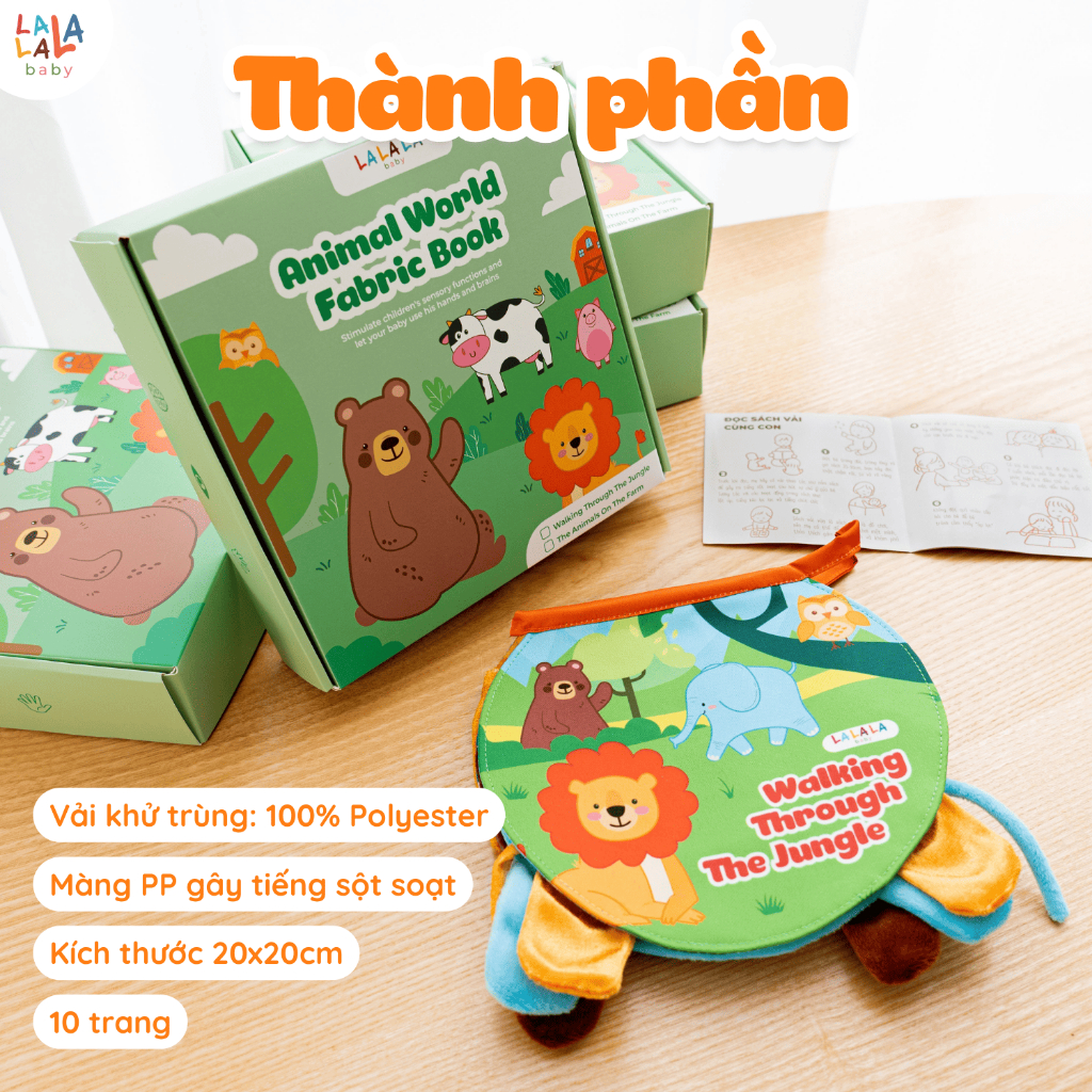 Đồ chơi vải Animal on the farm Lalala baby đồ chơi vải có âm thanh sột soạt chút chít cho bé