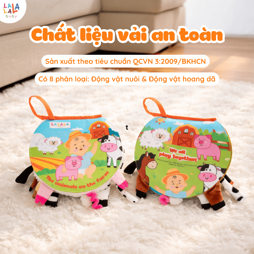Đồ chơi vải Animal on the farm Lalala baby đồ chơi vải có âm thanh sột soạt chút chít cho bé