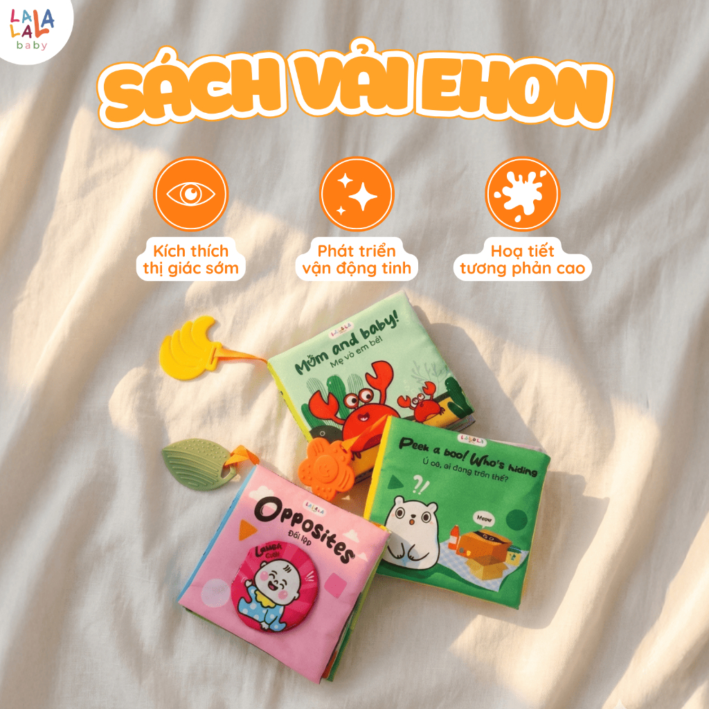 Đồ chơi vải Ehon Lalala Baby  đồ chơi vải tương tác cho bé đồ chơi giáo dục sớm kích thích giác quan