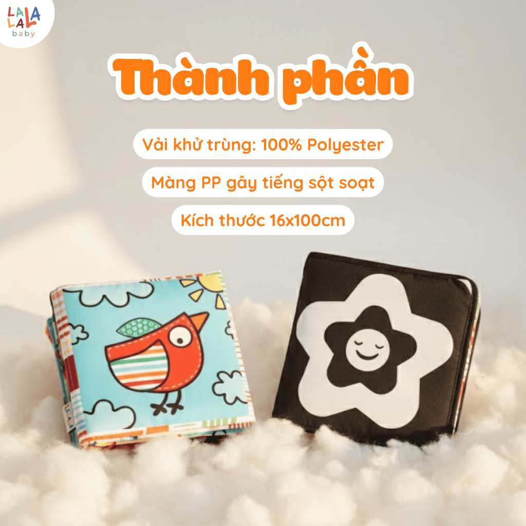 Sách Vải kiêm Quây cũi đồ chơi cho trẻ sơ sinh kích thích thị giác cho bé Lalala Baby 3in1