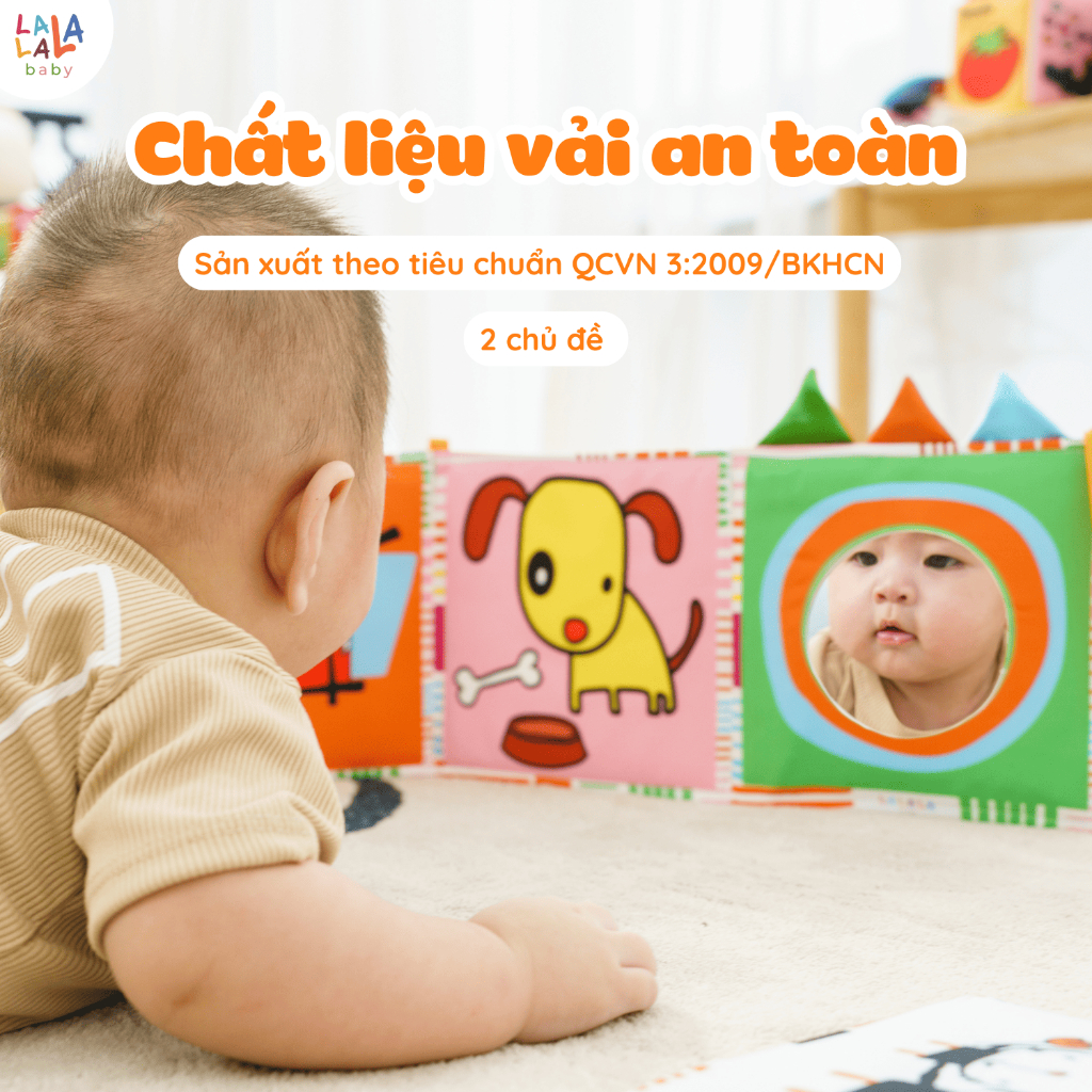 Sách Vải kiêm Quây cũi đồ chơi cho trẻ sơ sinh kích thích thị giác cho bé Lalala Baby 3in1