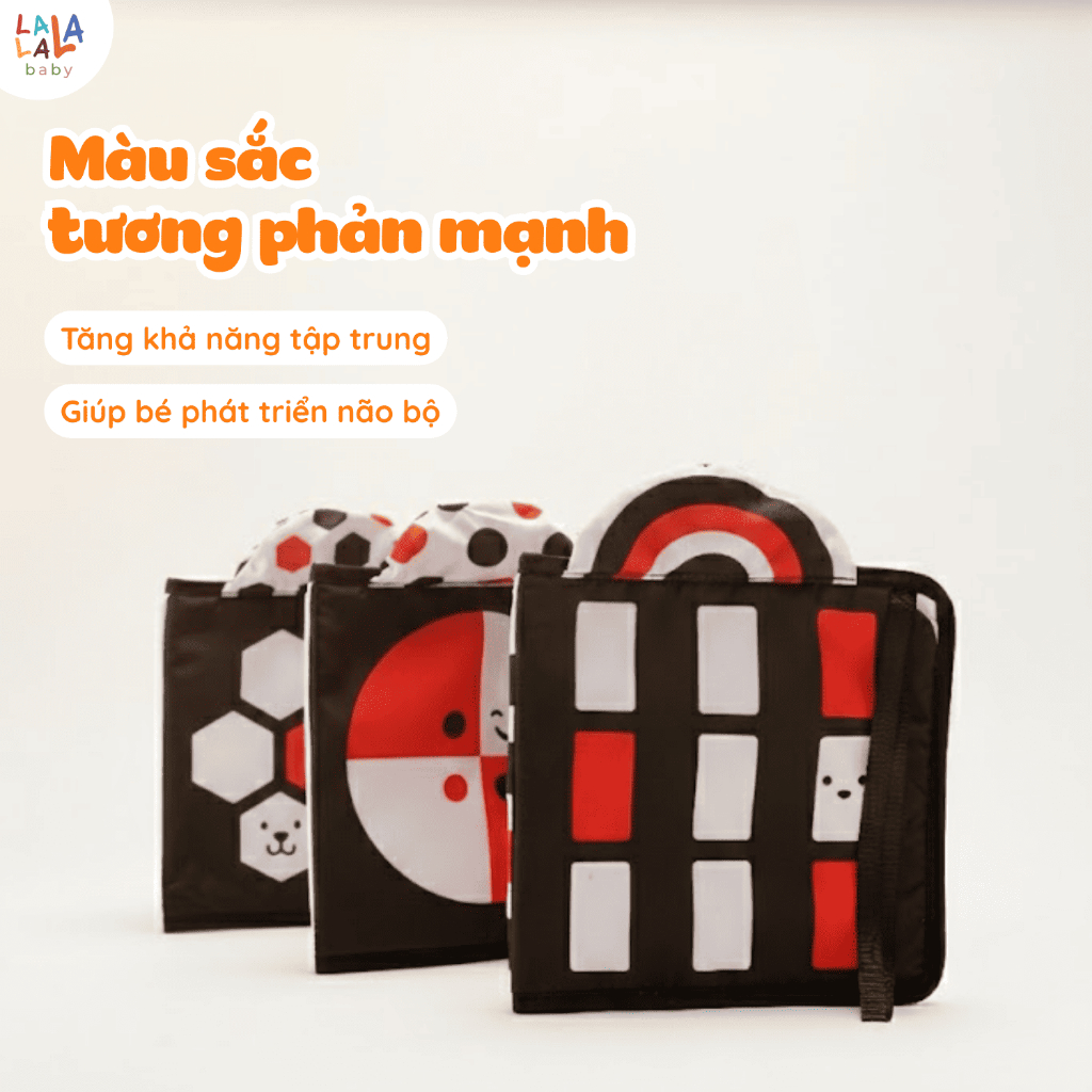 Sách Vải kiêm Quây cũi đồ chơi cho trẻ sơ sinh kích thích thị giác cho bé Lalala Baby 3in1