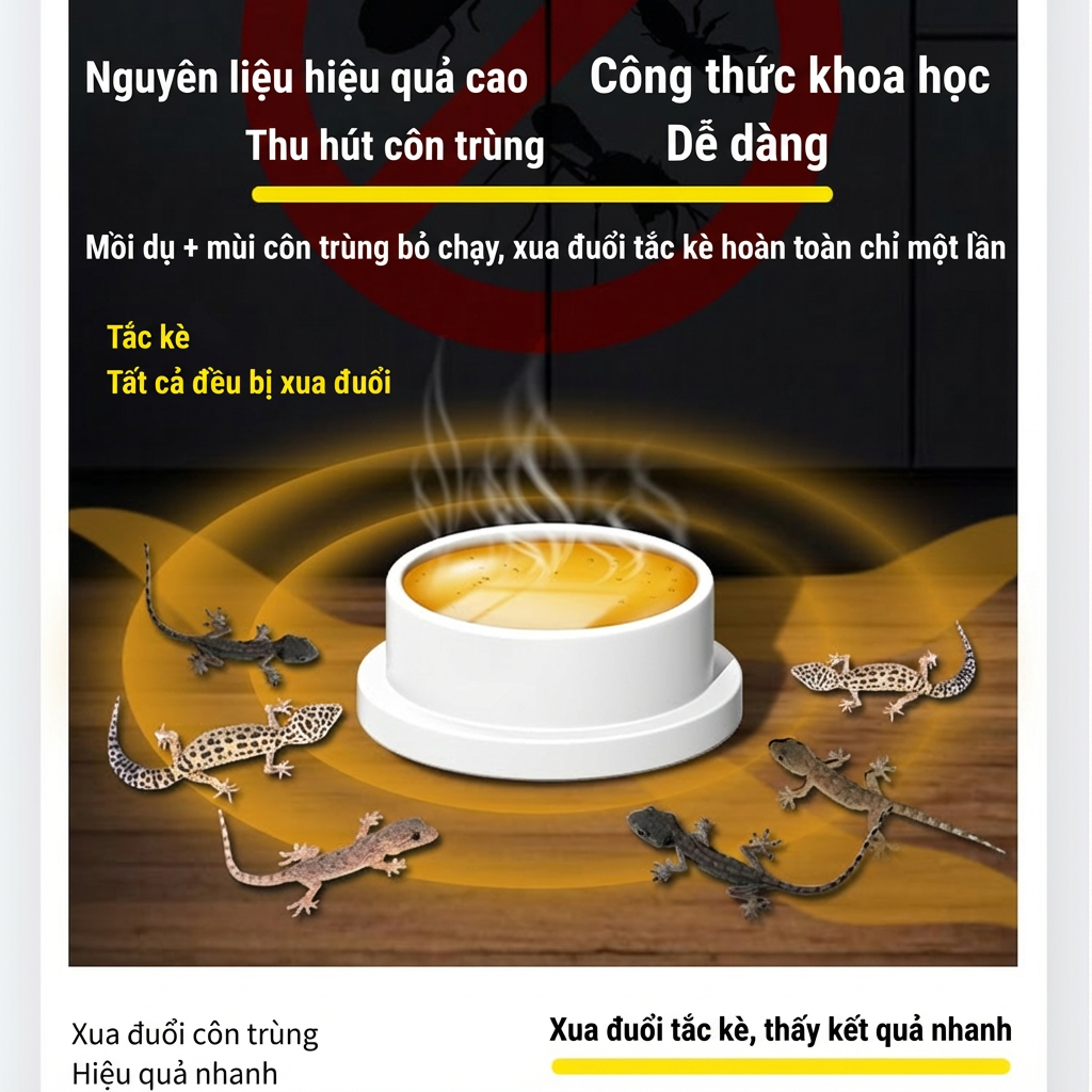 Lôi cuốn mạnh mẽ! Diệt cả ổ! Thuốc diệt thằn lằn Thuốc diệt tắc kè  Xua đuổi thằn lằn Thuốc diệt tắc kè Diệt thằn lằn