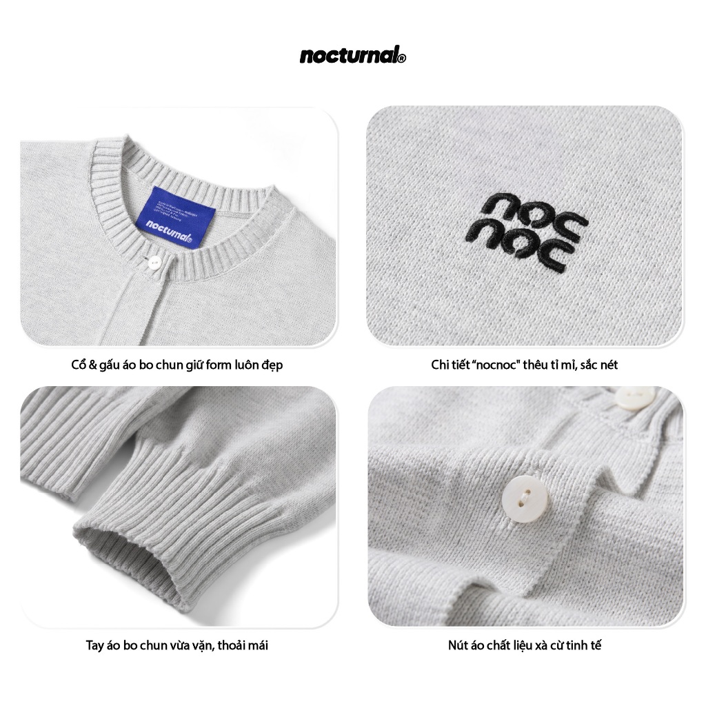Áo Cardigan Len Dệt Kim Form Ôm Nocturnal Nocnoc Knit Cardigan Cotton Cao Cấp Nam Nữ Unisex Localbrand | BigBuy360 - bigbuy360.vn
