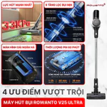 Máy hút bụi cầm tay không dây ROWANTO V25 Pro cây hút bụi lau nhà mini gia đình đa năng ô tô ga giường sofa nệm — ảnh 4