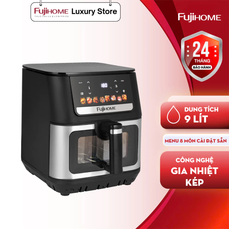 Nồi chiên không dầu Nhập Khẩu Fujihome A9DH 9 Lít - Có 8 chế độ cài đặt sẵn, Công nghệ gia nhiệt kép — ảnh 1