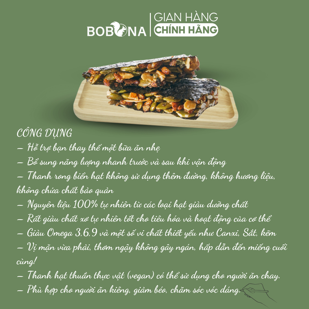 [MUA 1 TẶNG 1] Thanh Rong Biển Hạt Túi/Hộp 160g/400g Vitala F&B Ăn Vặt Healthy An Toàn Sức Khoẻ Tiện Lợi