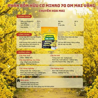 1kg Phân Bón Hoa Mai Vàng Minro 700 OM, Hữu Cơ, Dưỡng Cây, Bung Chồi, Mượt Lá, Khoẻ Rễ, Bền Hoa