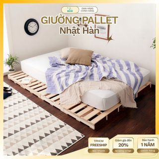 Giường Pallet Nhật Hàn 1m2x2m 1m6x2m 1m8x2m đủ kích thước, Giường Gỗ Thông Tự Nhiên Gấp Gọn Lắp Ráp tiện lợi, giá rẻ