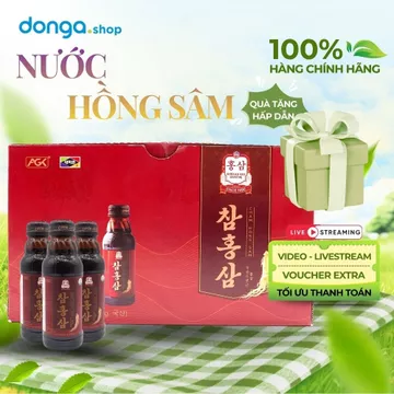 Nước Hồng Sâm Cham Hong Sam (Hộp 10 chai 100ml) chiết xuất từ Hồng Sâm 6 tuổi