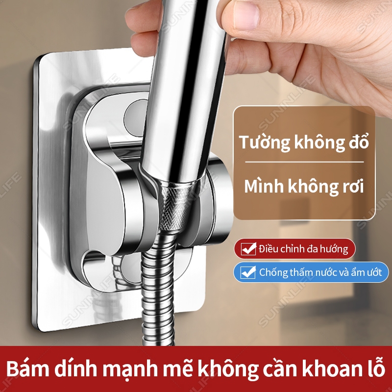 Giá đỡ đầu vòi sen dán tường cho vòi sen & vòi xịt vệ sinh – chỉnh góc 120°, không cần khoan