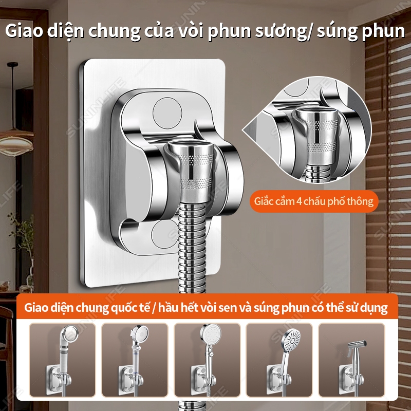 Giá đỡ đầu vòi sen dán tường cho vòi sen & vòi xịt vệ sinh – chỉnh góc 120°, không cần khoan