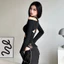 Áo bodysuit cut out phối lưới dài tay
