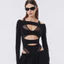 Áo bodysuit cut out phối lưới dài tay
