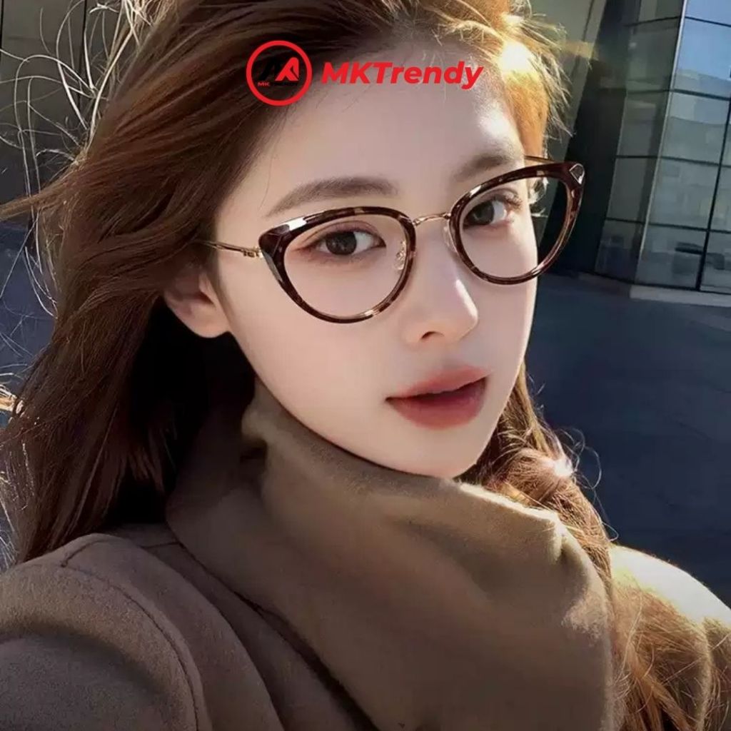 Kính mắt mèo nữ MKTRENDY gọng kim loại chống tia UV chống ánh sáng xanh thời trang K68