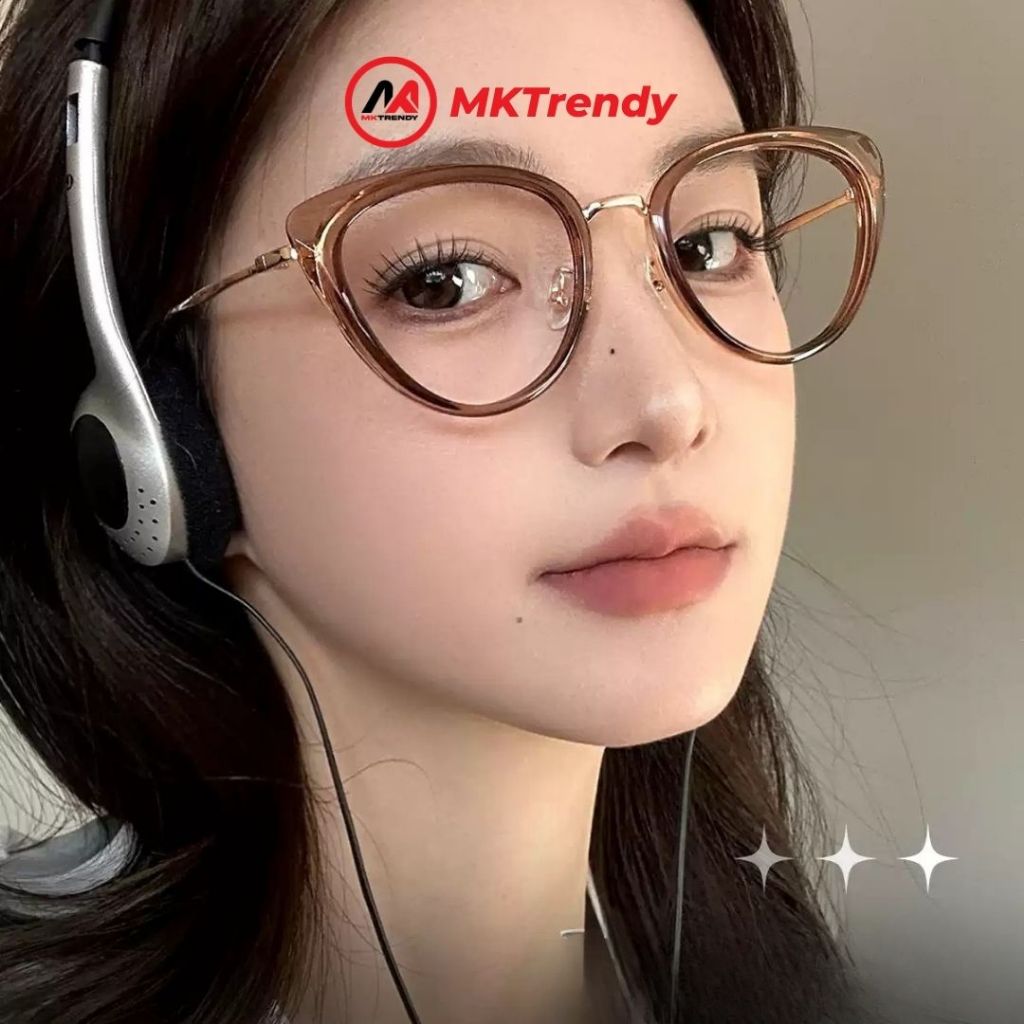 Kính mắt mèo nữ MKTRENDY gọng kim loại chống tia UV chống ánh sáng xanh thời trang K68