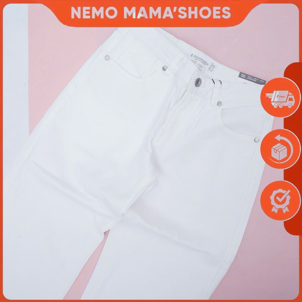 STRADIVARIUS QUẦN JEAN NỮ MÀU TRẮNG BASIC (260131029)