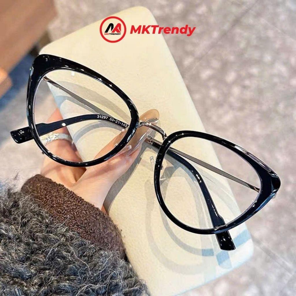 [Live x MKTRENDY] Kính mắt mèo nữ gọng kim loại chống ánh sáng xanh chống tia UV thời trang K68
