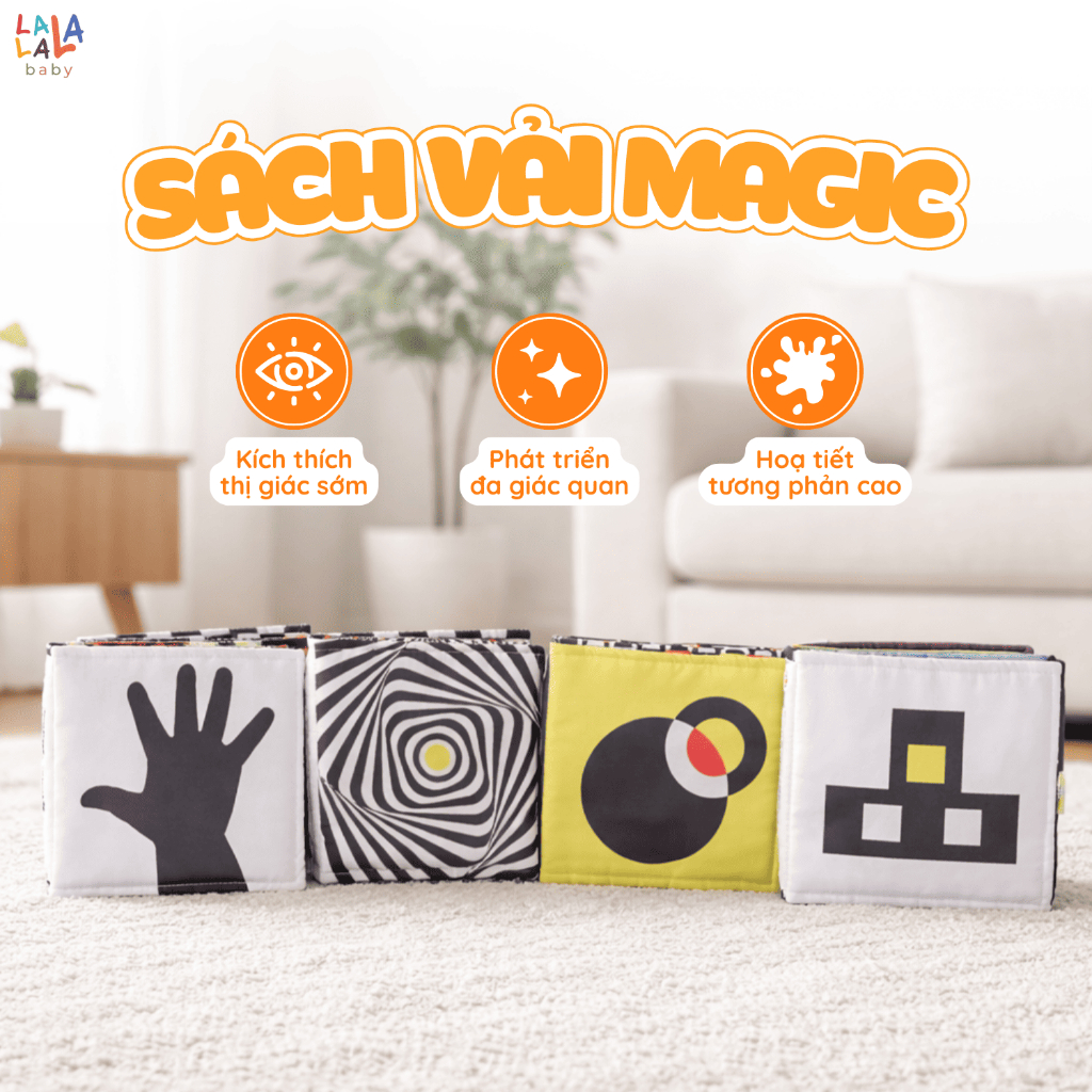 Sách vải Magic Book chuyển động mắt Lalala baby phát triển đa giác quan