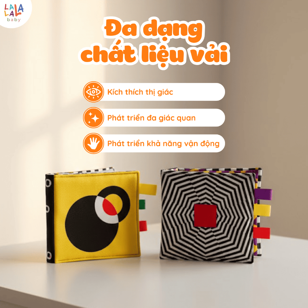 Sách vải Magic Book chuyển động mắt Lalala baby phát triển đa giác quan