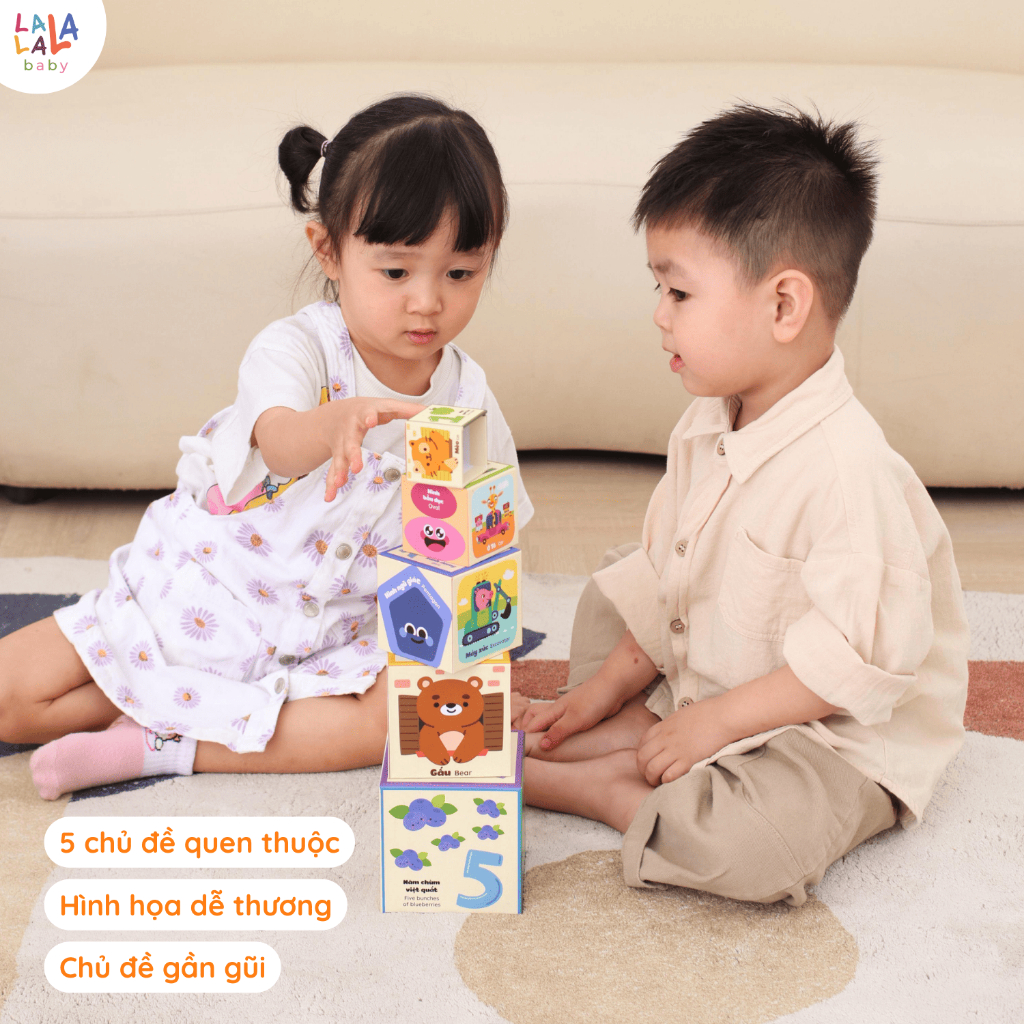 Đồ chơi xếp hình tháp xếp chồng cho bé tư duy logic Lalala baby song ngữ Anh Việt