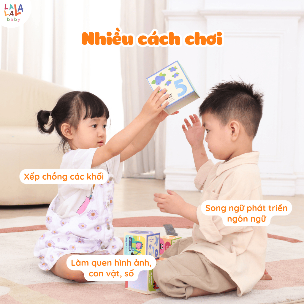 Đồ chơi xếp hình tháp xếp chồng cho bé tư duy logic Lalala baby song ngữ Anh Việt