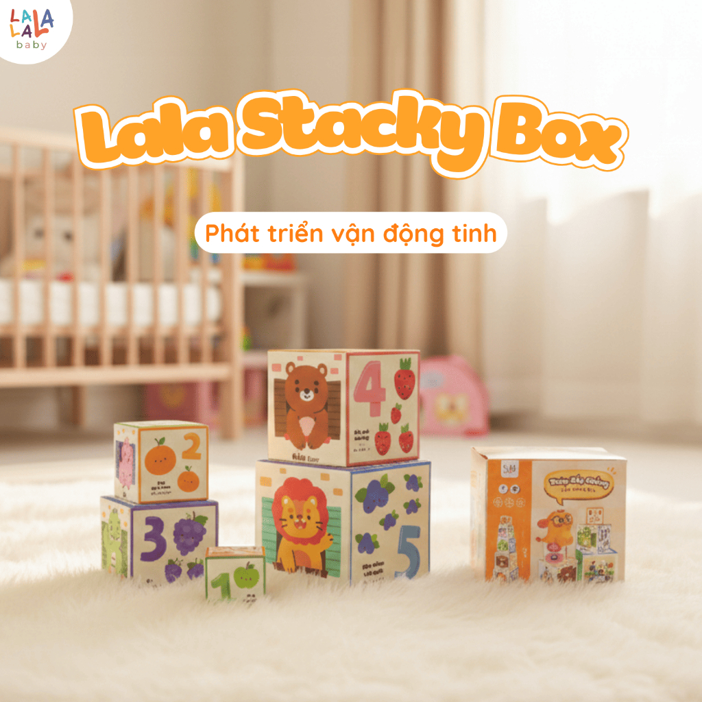 Đồ chơi xếp hình tháp xếp chồng cho bé tư duy logic Lalala baby song ngữ Anh Việt