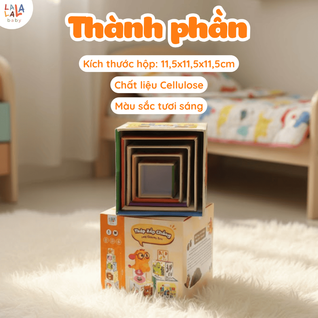 Đồ chơi xếp hình tháp xếp chồng cho bé tư duy logic Lalala baby song ngữ Anh Việt