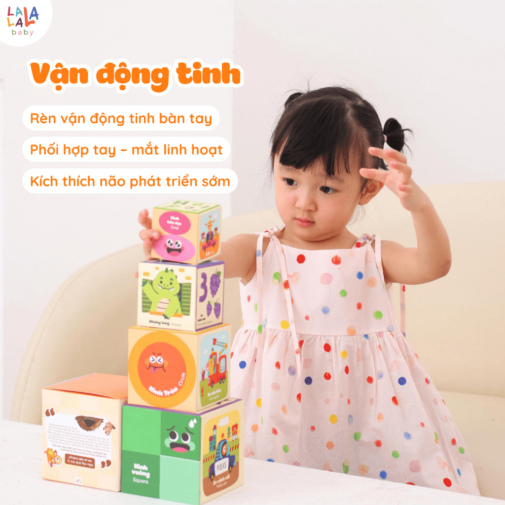 Đồ chơi xếp hình tháp xếp chồng cho bé tư duy logic Lalala baby song ngữ Anh Việt