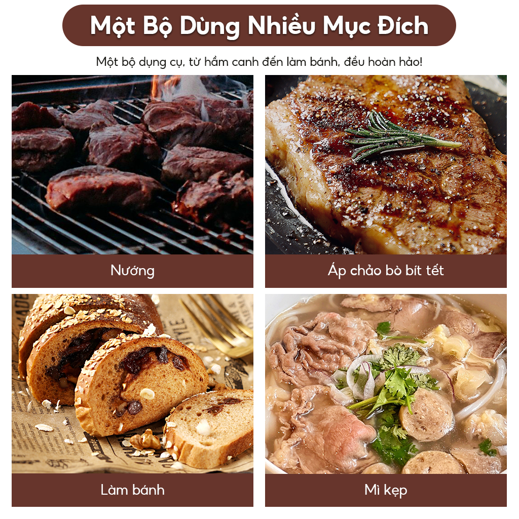 Combo bộ dao kéo dụng cụ nhà bếp 19 món nấu ăn bằng silicon thép ko gỉ có cán gỗ, tặng kèm thớt