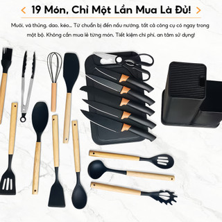 Bộ dụng cụ nhà bếp19 món silicon món chịu nhiệt tốt dụng cụ nấu ăn làm bánh chống dính dễ dàng vệ sinh, Chịu Nhiệt
