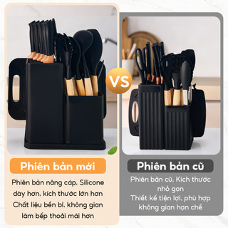Bộ dụng cụ nhà bếp19 món silicon món chịu nhiệt tốt dụng cụ nấu ăn làm bánh chống dính dễ dàng vệ sinh, Chịu Nhiệt