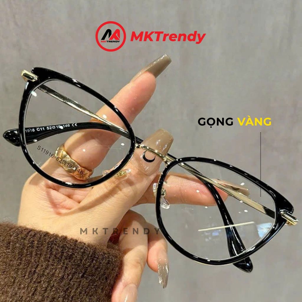 Kính mắt mèo nữ gọng kim loại MKTRENDY chống tia UV chống ánh sáng xanh thời trang xinh dễ thương đi học đi chơi K8