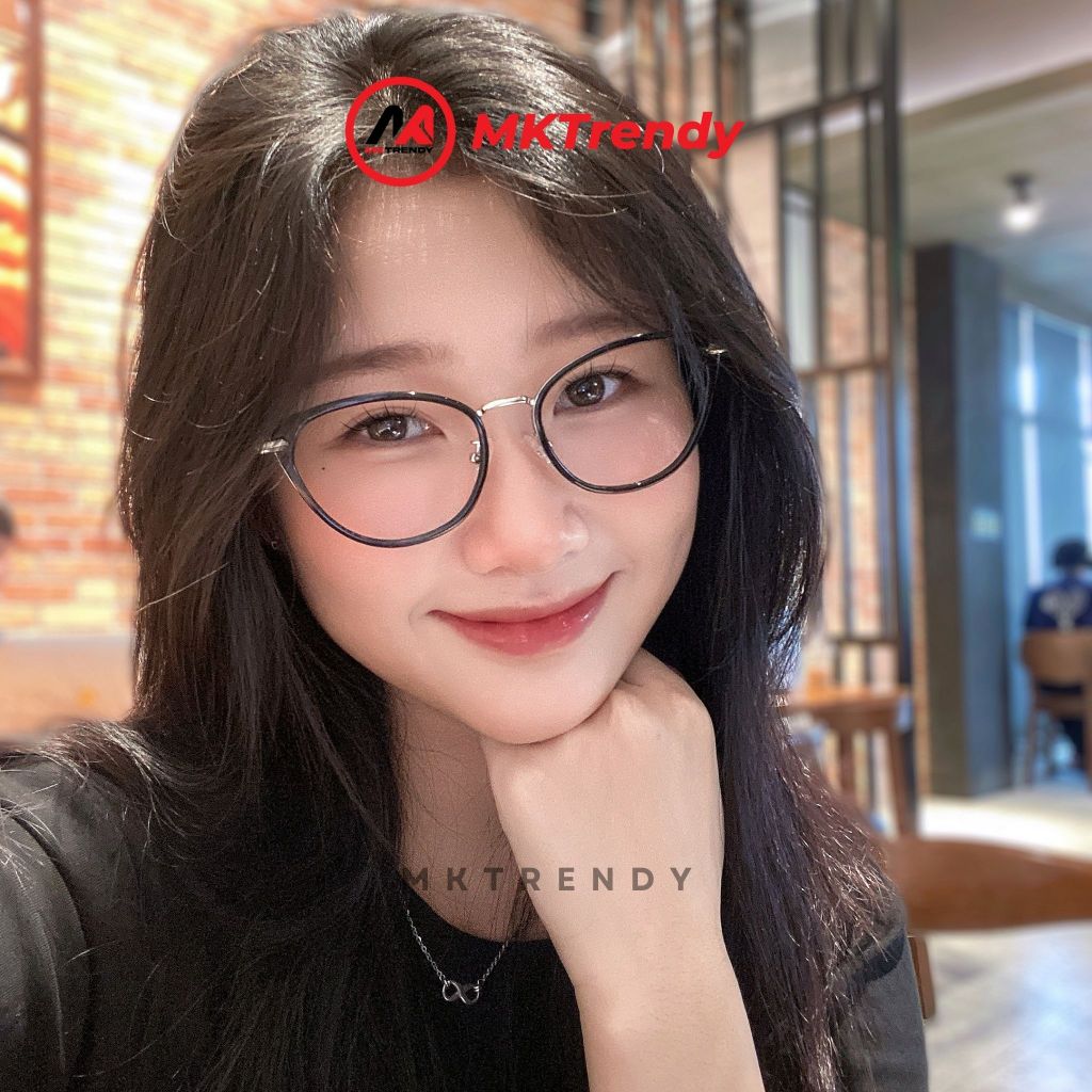 Kính mắt mèo nữ gọng kim loại MKTRENDY chống tia UV chống ánh sáng xanh thời trang xinh dễ thương đi học đi chơi K8