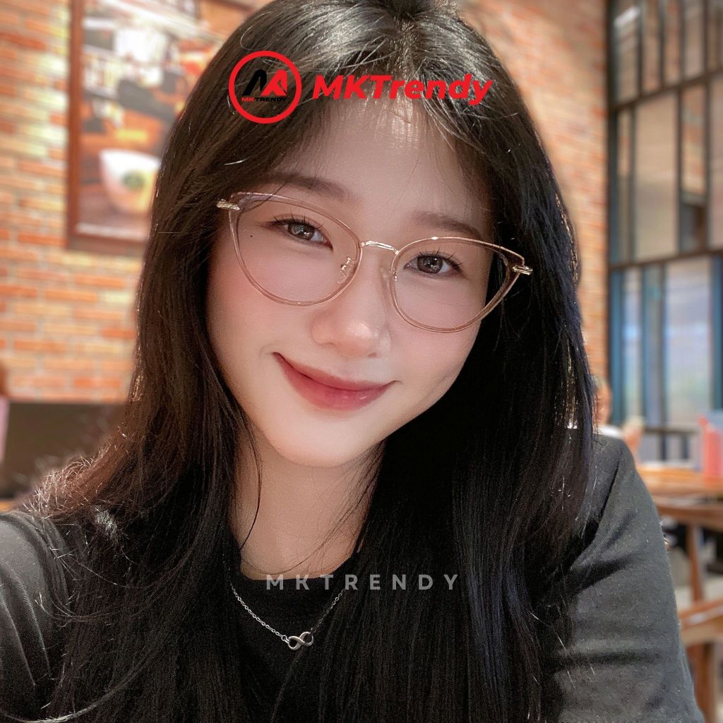 Kính mắt mèo nữ gọng kim loại MKTRENDY chống tia UV chống ánh sáng xanh thời trang xinh dễ thương đi học đi chơi K8