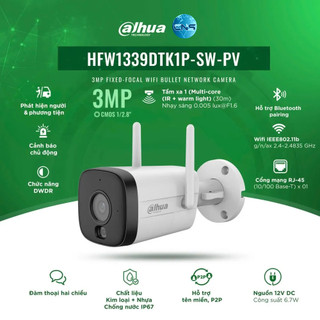 Camera IP WIFI DAHUA IPC-HFW1339DTK1-SW-PV 3MP | IPC-HFW1539DTK1-SW-PV 5MP cố định ngoài trời