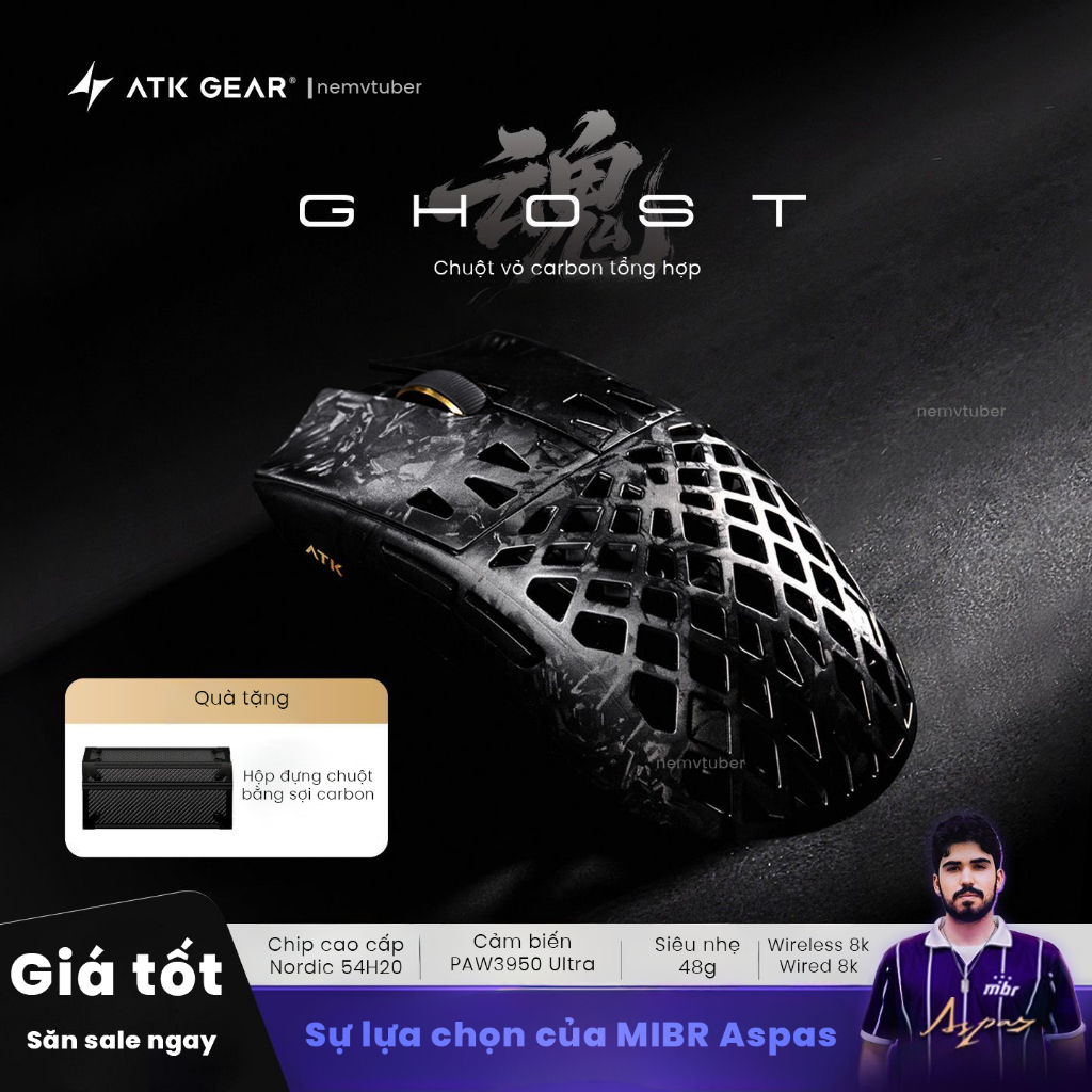 NEW-BH12T] Chuột Gaming ATK Ghost Ultimate/Extreme - Paw3950Ultra