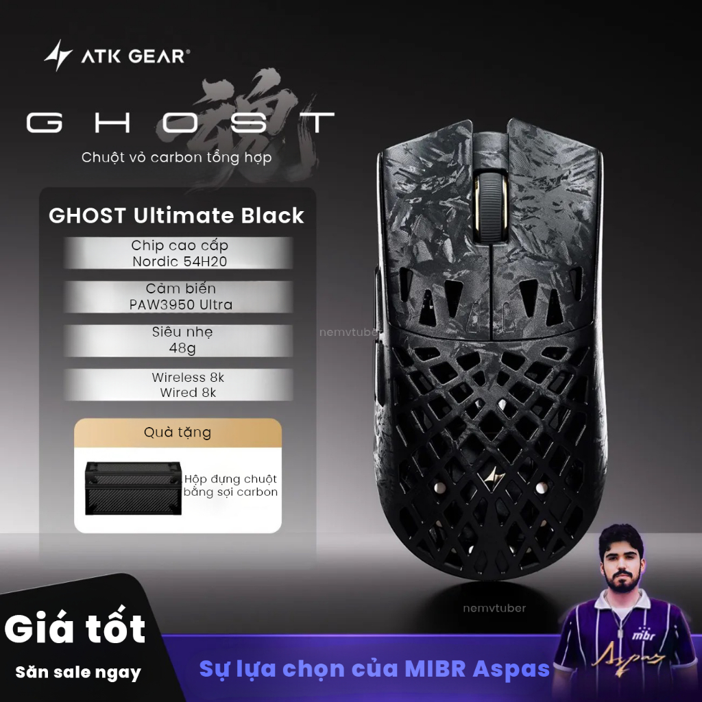 NEW-BH12T] Chuột Gaming ATK Ghost Ultimate/Extreme - Paw3950Ultra