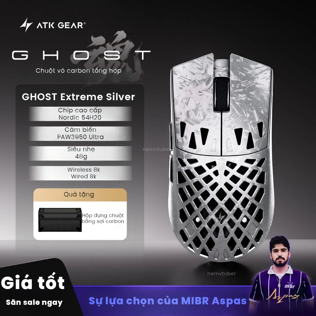 NEW-BH12T] Chuột Gaming ATK Ghost Ultimate/Extreme - Paw3950Ultra